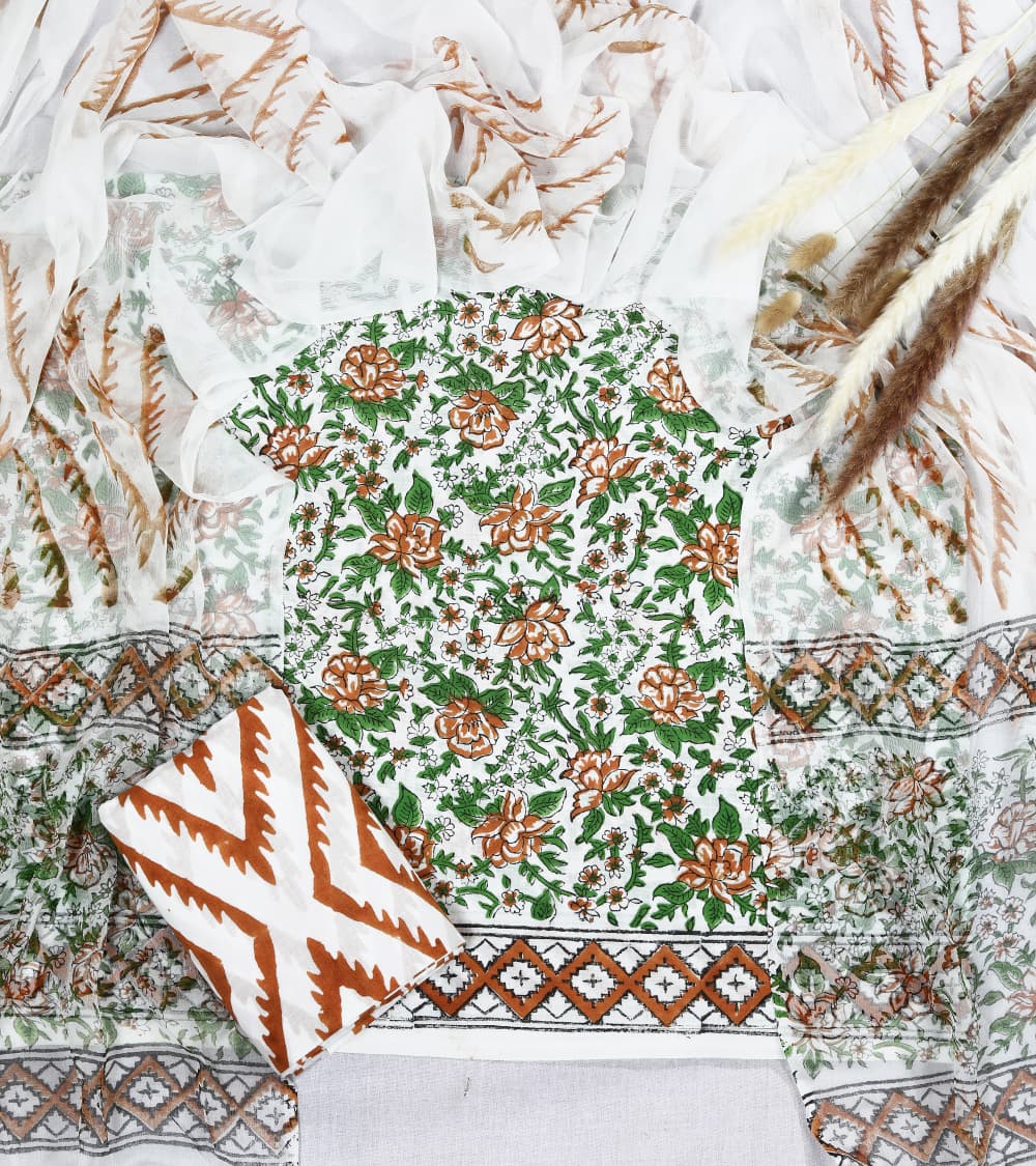 Hand-block printed cotton Suit set
