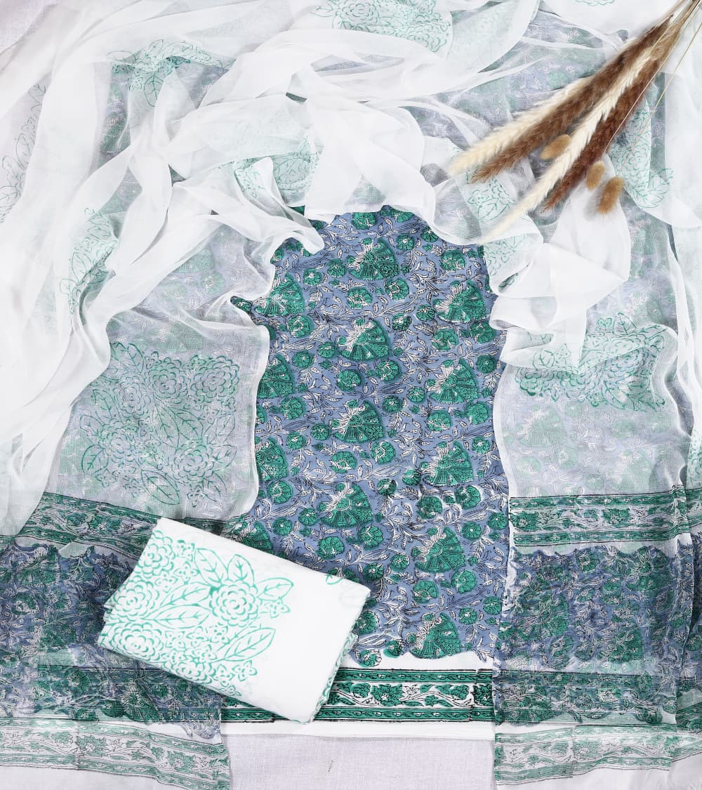 Hand-block printed cotton Suit set