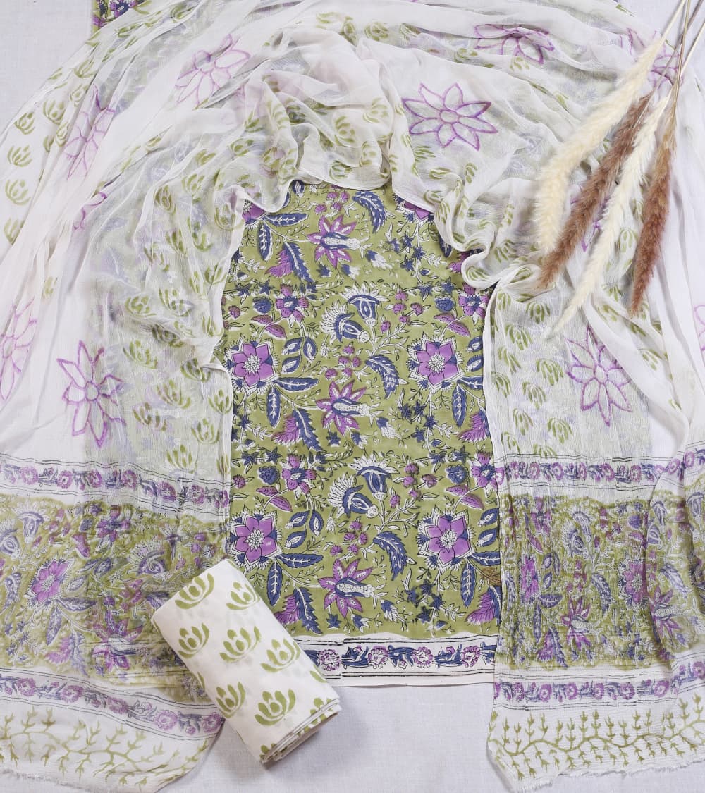 Hand-block printed cotton Suit set