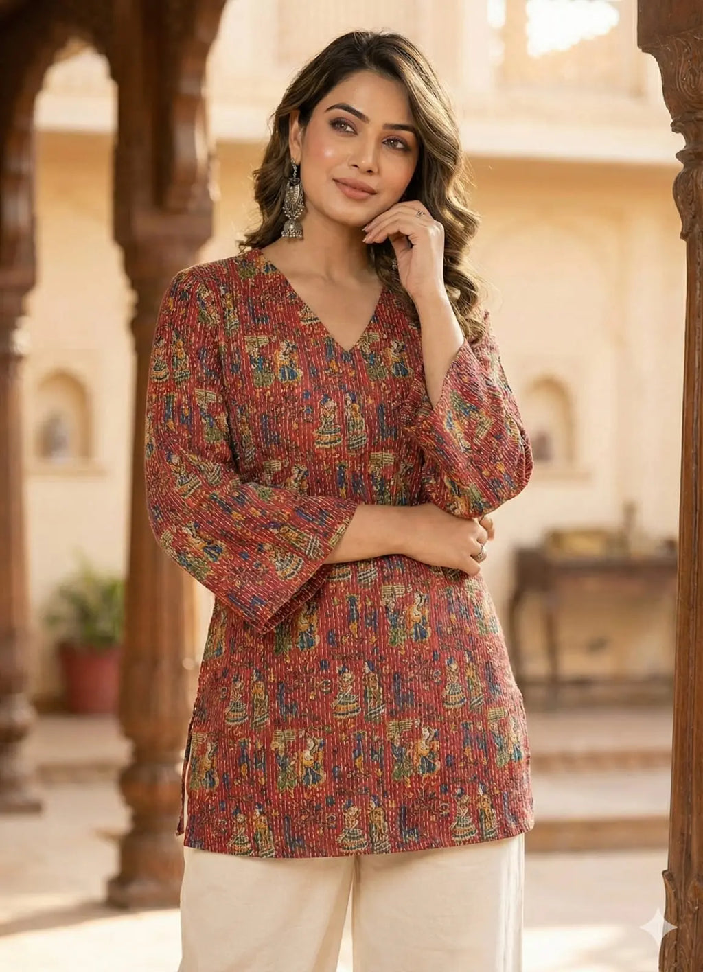 Pretty Woman Kantha-Style Short Kurti The Baisa