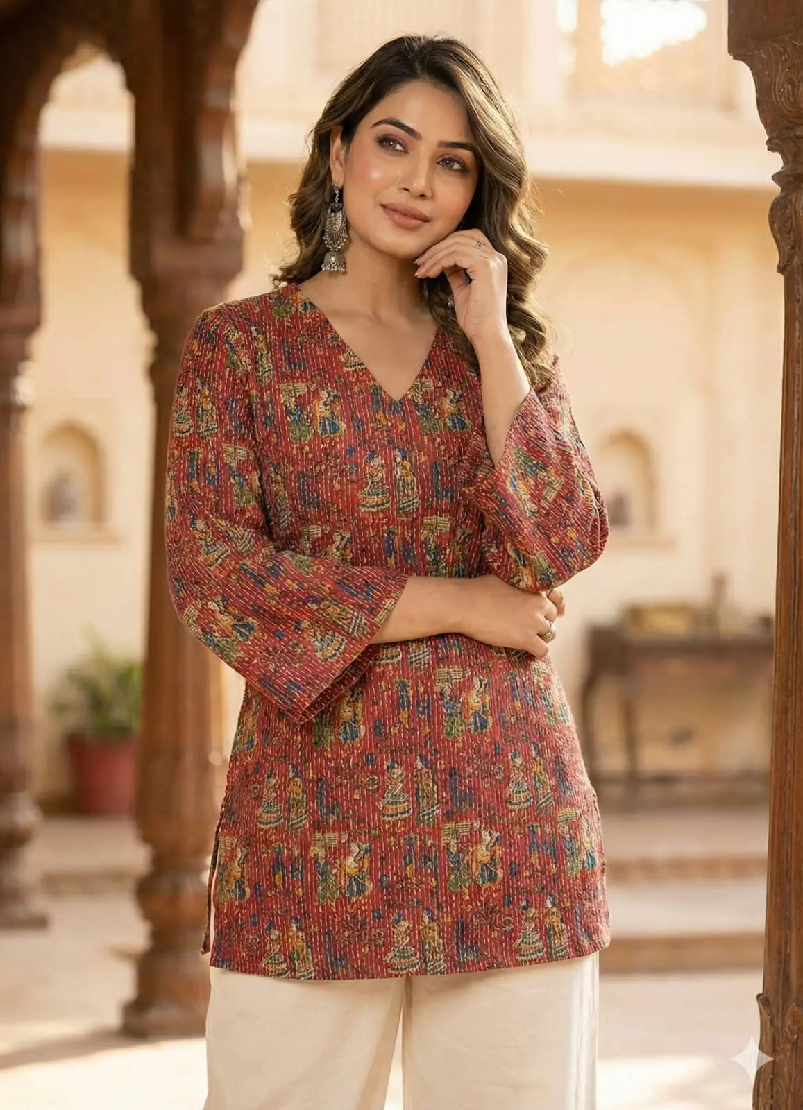 Pretty Woman Kantha-Style Short Kurti The Baisa