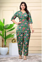 Ruby Diamond-Leaf Print Short Cotton Kurti — The Baisa