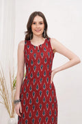 Morpankh Ikat Sleeveless Straight Kurti The Baisa