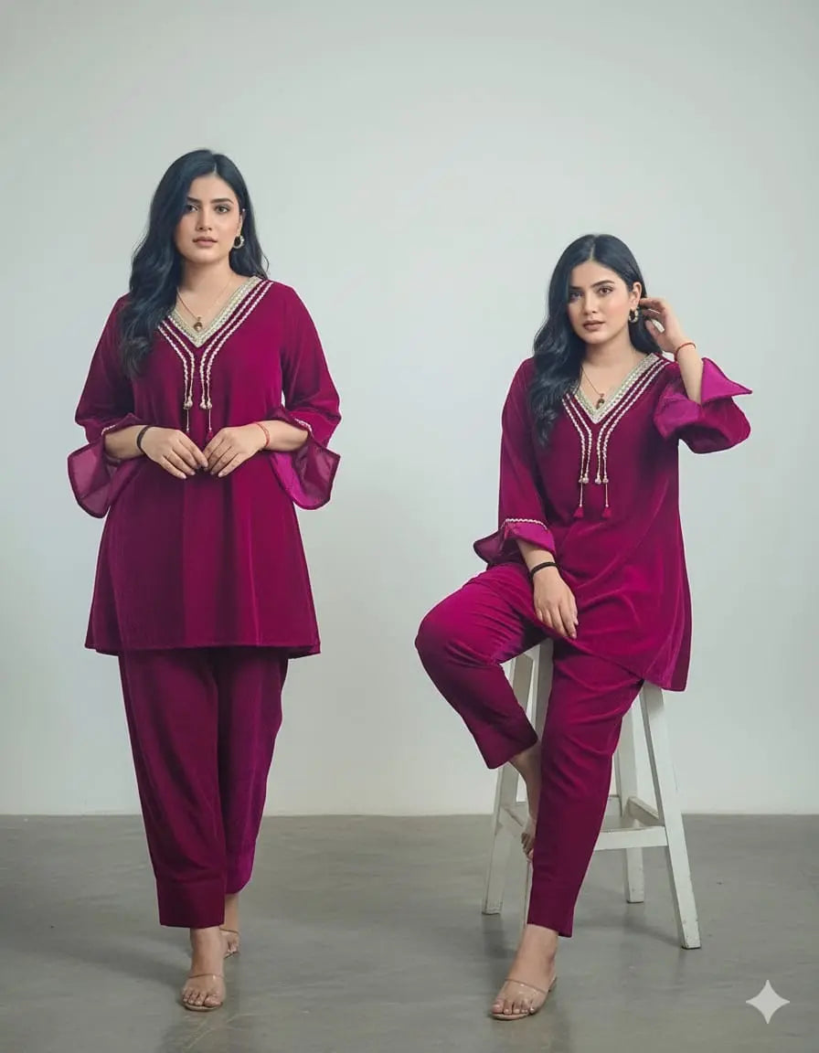 Royal Velvet Pathani Suit Set The Baisa