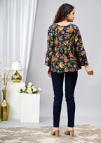 Bloom Floral Peplum Cotton Top The Baisa