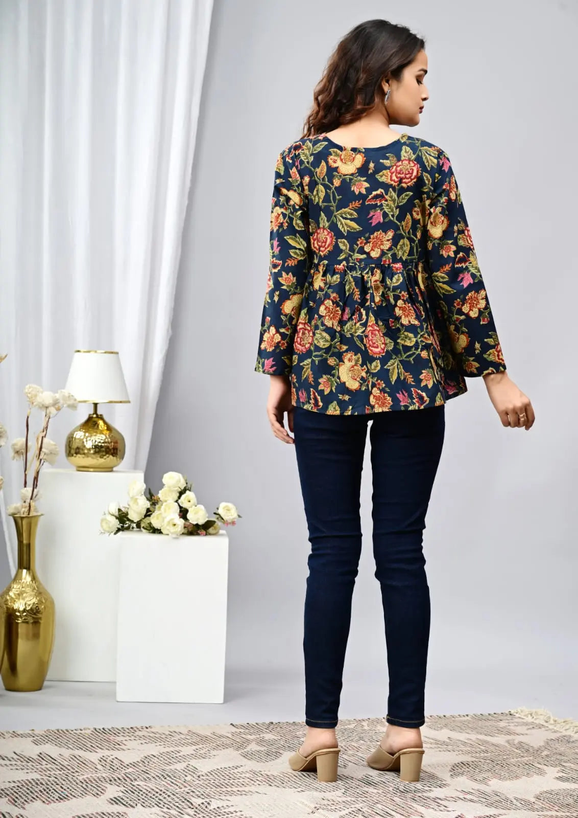 Bloom Floral Peplum Cotton Top The Baisa