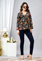 Bloom Floral Peplum Cotton Top The Baisa