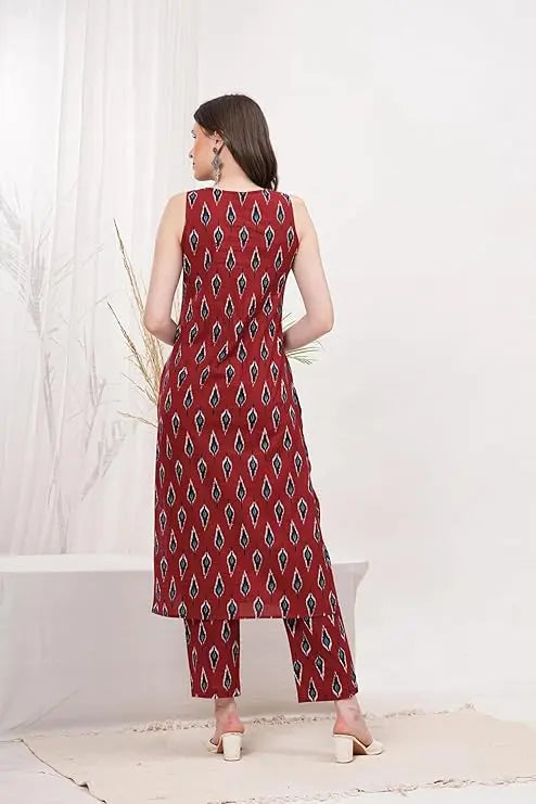 Morpankh Ikat Sleeveless Cotton Co-ord The Baisa