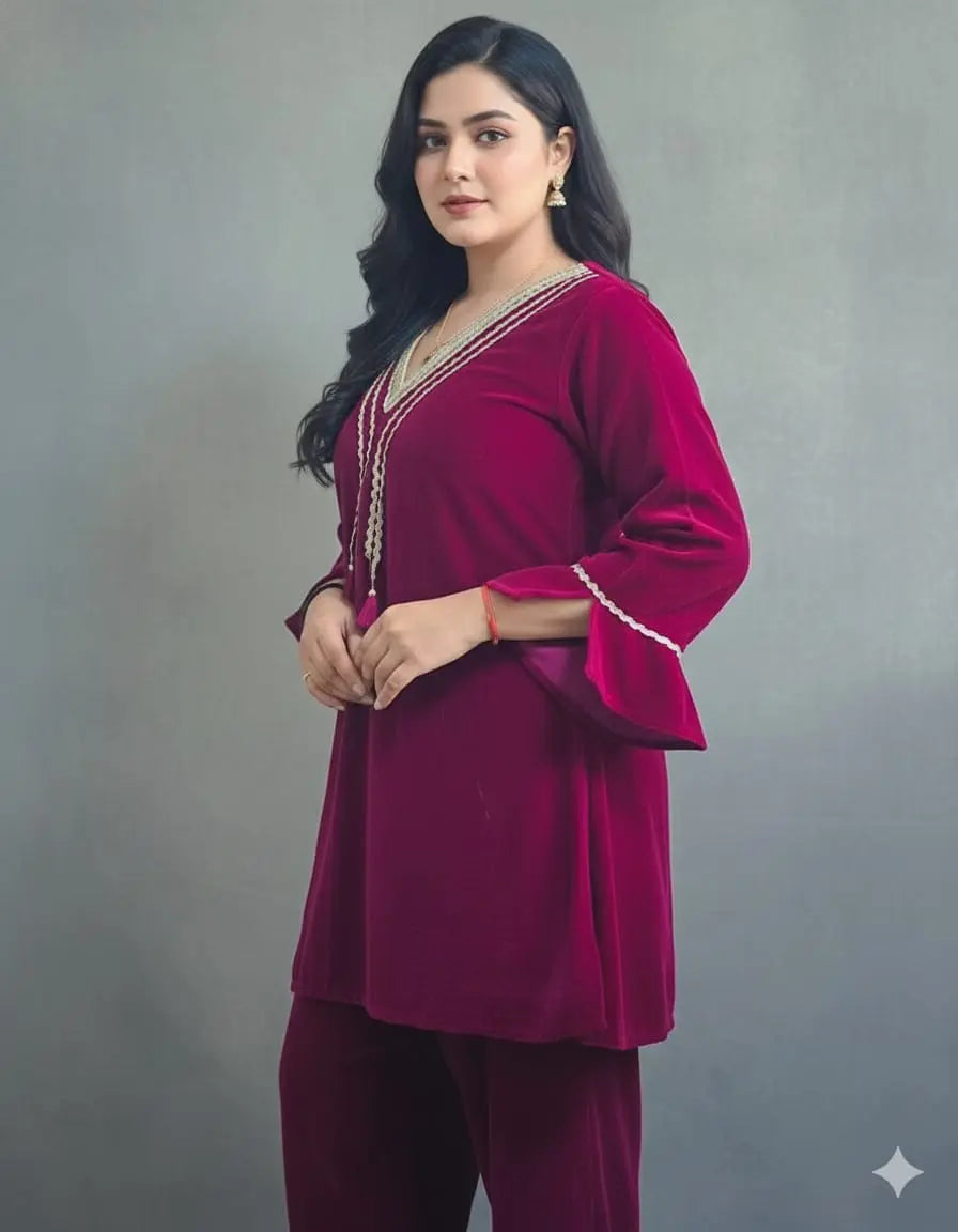 Royal Velvet Pathani Suit Set The Baisa