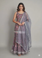 Shreeji Peach Gota Floral Sharara Set The Baisa